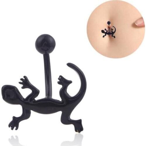 Stainless steel anti allergy non fading cute gecko Navel Ring Navel nail body piercing jewelry