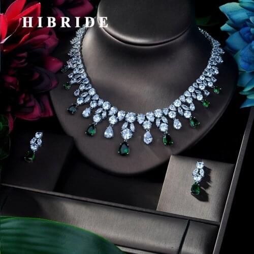 HIBRIDE 2018 New Wedding Costume Accessories Cubic Zircon Bridal Earrings And Rhinestone Necklace Jewelry Sets For Bride N-171