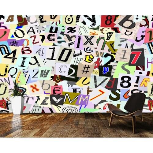 Papel de parede Letters and numbers on paper 3d wallpaper,living room tv wall children bedroom wall papers home decor bar mural
