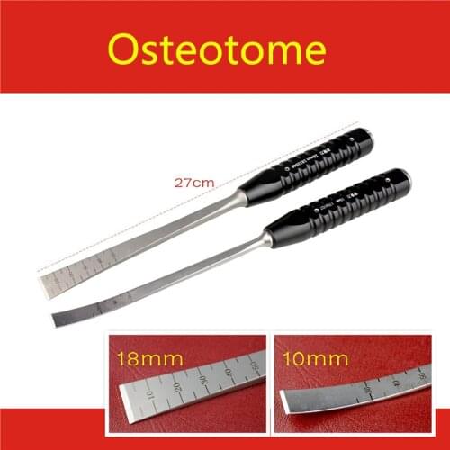 Orthopedic instrument medical osteotome hip knee joint osteotomy Tibial plateau acetabulum long bone blade Metal handle Curved
