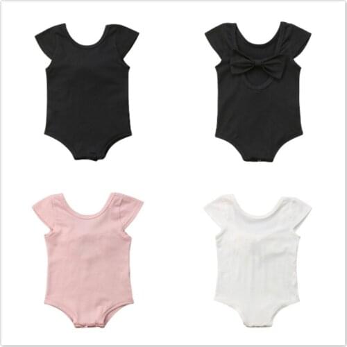 Pudcoco Newborn Baby Girls Bowknot Bodysuit Jumpsuit Toddler Girls Summer Short Sleeve Back Hole Cotton Baby Girls Bodysuit