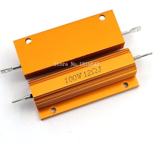 RX24 100W 12R 12RJ Metal Shell Aluminium Gold Resistor High Power Heatsink Resistance Golden Heat Sink Resistor 100 Watt 12 ohm