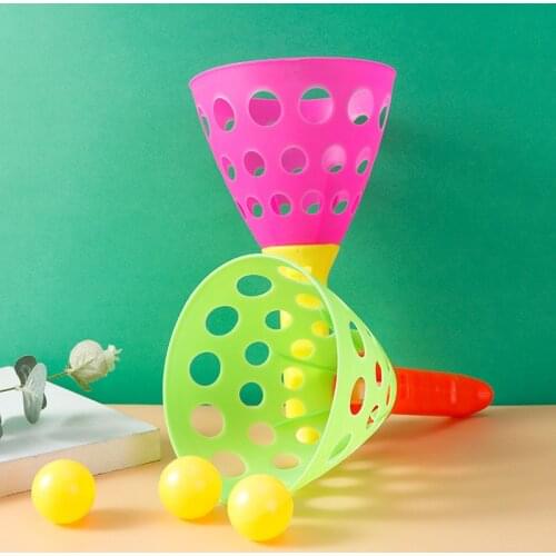 Family Parent-child Interaction Ball Double Catcher Throwing Toy Catapult Throwing Butt Bouncy Ball Docking Balls Kids Toys ZLL
