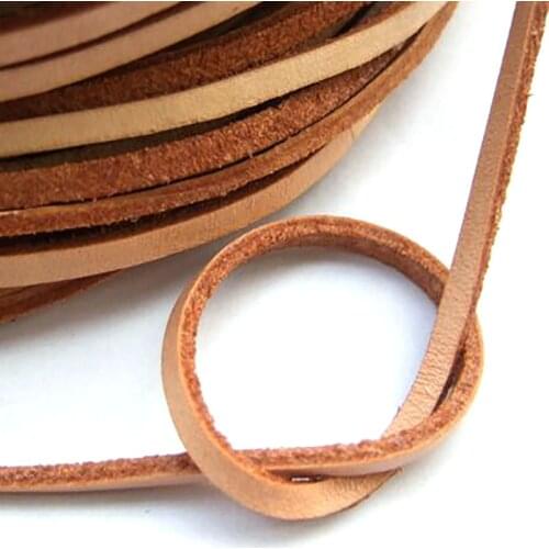 5 Meters Hight Quality 3*2mm Flat 100% Genuine Real Natural Leather Cord String Lace Rope