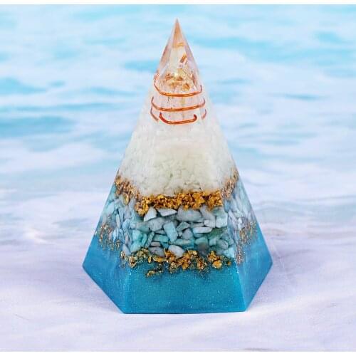 Luminous Orgone Pyramid Copper Coil Topaz Crystals Pyramid Amazonite Gemstone Chakra Pyramid Crystal Healing Stone Of Courage