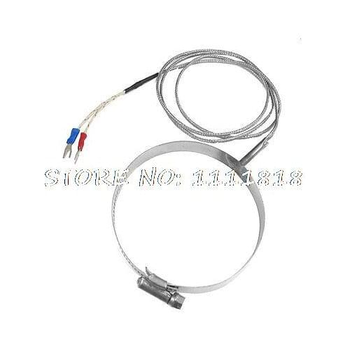 0-400C K Type Temperature Sensors Thermocouple 1 Meter w 3.5" Pipe Clamp