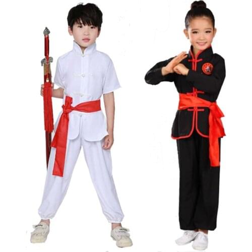Kid Adult Kung Fu Uniform Traditional Chinese Clothing For Boys Girls Wushu Costume Suit Set Tai Chi Folk Performance Outfit