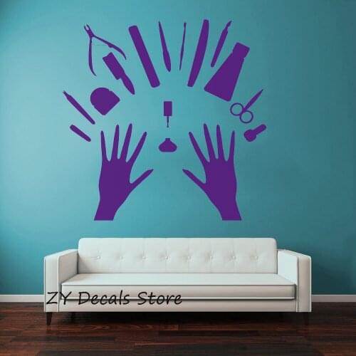 Nail Beauty Salon Vinyl Wall Stickers Living Room Modern Home Decoration Nails Store Removable Bedroom Decor Accessories C550