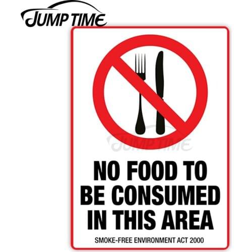 Jump Time 8cm x 13cm Car Sticker No Food To Be Consumed Sign Car Decor Creative Bulding Window Waterproof Vinyl Car Decoration