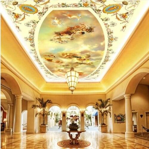 Wellyu Custom large-scale murals European royal angel hand-painted three-dimensional painting ceiling zenith wallpaper