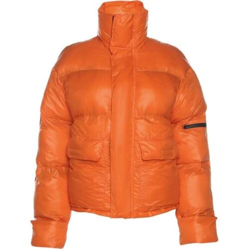 Fall new style womens solid color loose fashion mid-length zipper stand-up collar jacket women