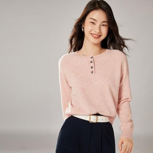 Autumn Winter Womans Sweaters Fashion Short Style Found Collar Long Sleeve 100% Wool Knitted Female Pullover Top Jumper Clothes