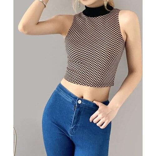 2021 New Summer Fashion Casual Slim Stretch Wild Basic Female Tank Top New Simple Plaid Was Thin Streetwear Vest Women Y2k Top
