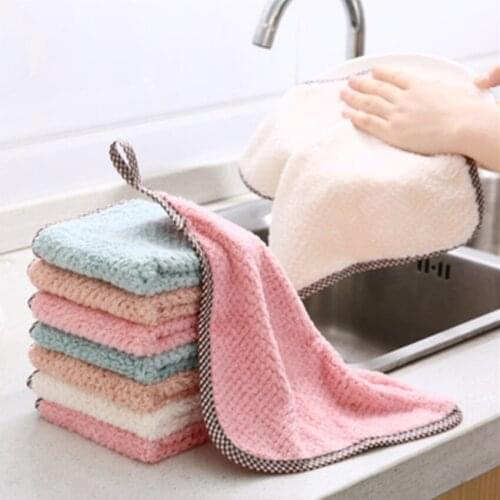 1Pc Non-stick Oil Thickened Cleaning Cloth Absorbent Scouring Pad Household Kitchen Rags Gadgets Microfiber Towel Cleaning Cloth