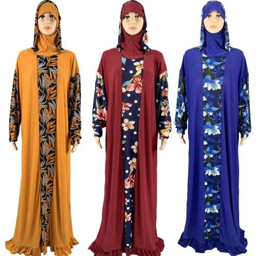 1 Pieces Sudi Robe Hijab Dubai Islmic Floral Abaya Dress for Musulman Femme Moroccan Caftan Muslim Clothes EF529
