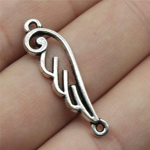 10pcs 32x10mm Angel Wings Connector Charm Antique Silver Color Wing Charms