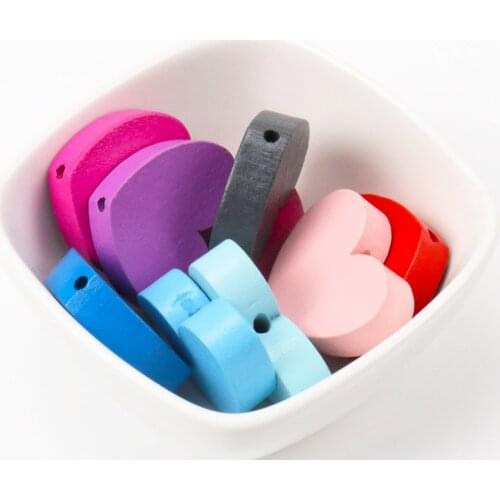 Natural Wooden beads Mix Heart Spacer Beads For Jewelry Making 30x24mm 10Pcs DIY 2018 new KL139