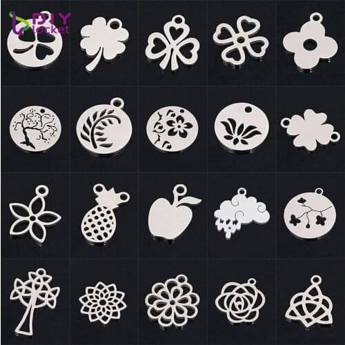 100pcs/lot Wholesale Stainless Steel Double Side Polished Mix Style Charms Pendant DZ121-140