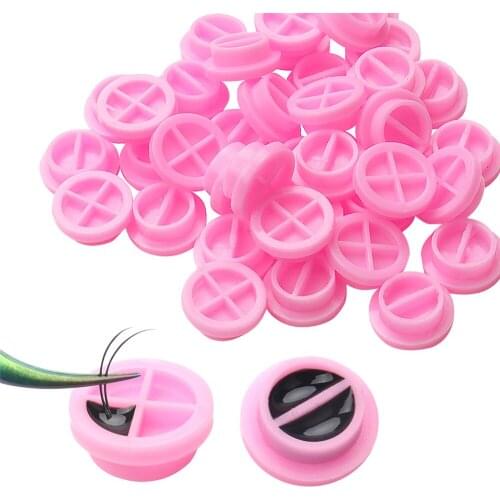100Pcs Pink Eyelash Extension Glue Cups Holder For Beauty Grafting Eye Lashes Drop Glue Delay Cup Quick Blossom Cup Makeup Tools
