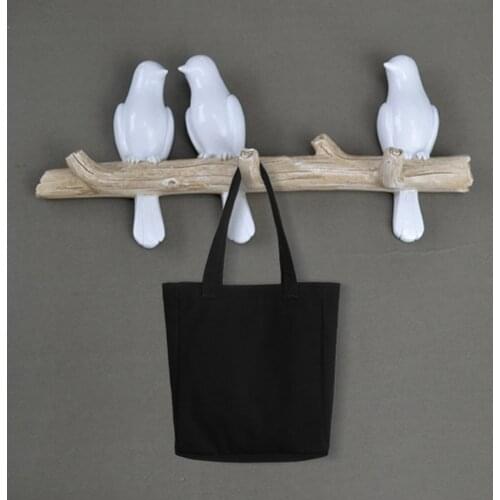 2020 Birds On Tree Branch Hook Resin Wall Decor Miniature Wall Mounted Key Hook Coat Hanger Home Decoration Storage Hooks