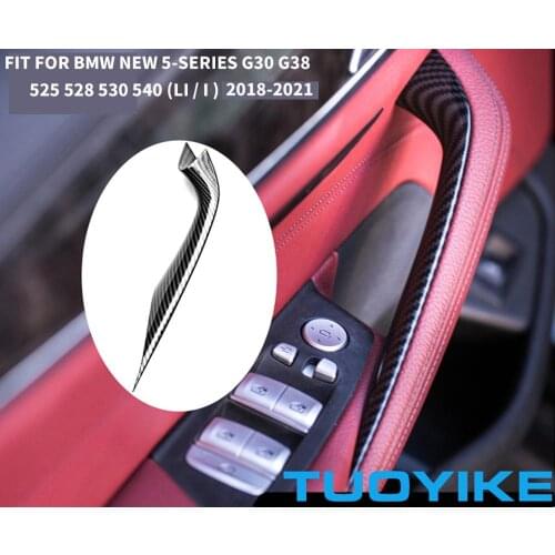 4PCS LHD RHD Carbon Fiber Black Interior Door Handle Panel Pull Protective Cover Trim For BMW 5-Series G30 G38 525 528 530 540