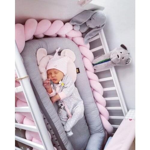 1M/2M/3M/4M Baby Bumper Bed Braid Knot Pillow Cushion Bumper for Infant Bebe Crib Protector Cot Bumper Room Decor