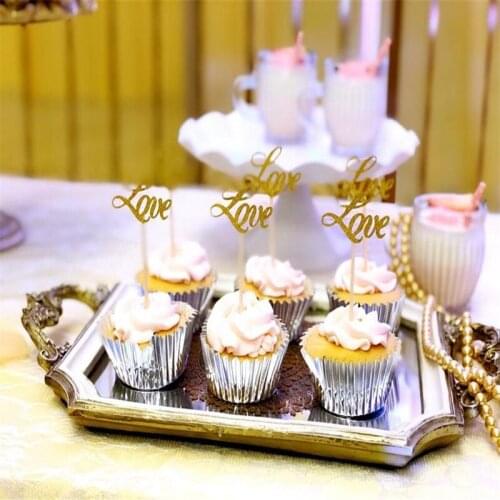 Glitter love Custom Cupcake Topper /Personalized birthday cupcake topper/wedding table decorations/ Baby Shower heart topper