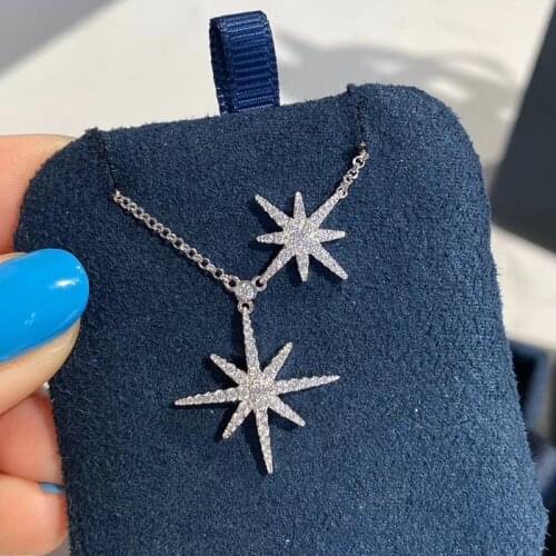 Brand 1:1Brand Meteorite Necklace Beautiful Full Multicolor Cubic Zirconia Fashion Charm Star Pendant Women Party Jewelry Gift