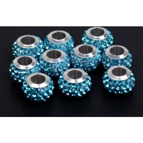 10Pcs Cheap Color Crystal Setting Glass Beads Fit Pandora Bracelet Bangle Women Girl Chain Necklace Earrings for Jewelry Making