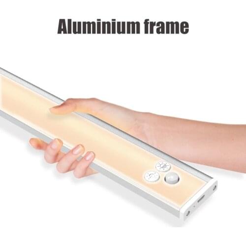 PIR Motion Sensor 3 Color Dimmable Kitchen LED Light USB Rechargeable Aluminum Shell Light Night Light