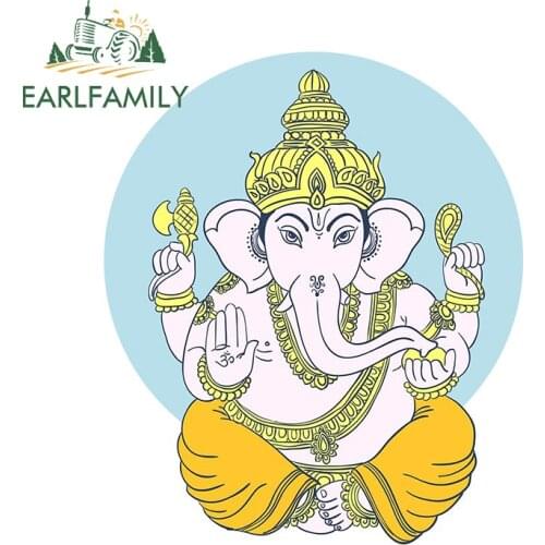 EARLFAMILY 13cm x 11.1cm for The Solemn Ganesha of India Car Stickers Personality Laptop Vehicle Body for Car Waterproof Decal