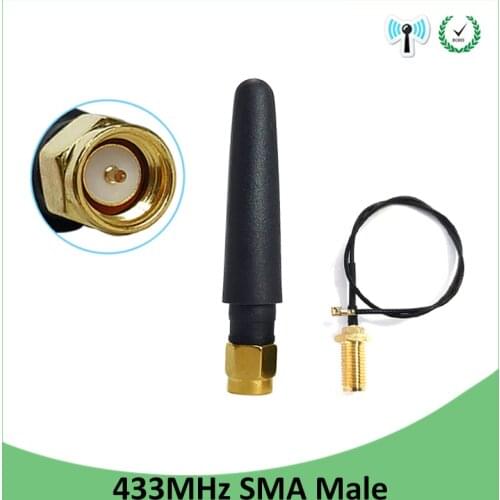 433MHz Antenna 3dbi SMA Male Connector Plug 433 MHz Directional Antena Small Size Waterproof Antenne +21cm RP-SMA Pigtail Cable
