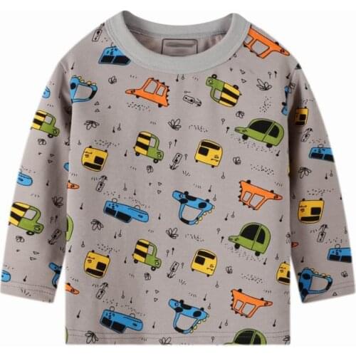 Jumping Meters 2-7Years Cotton Boys T-Shirt Spring Autumn Children Kids Long Sleeve Shirts Fashion Babys Car Pattern Tops