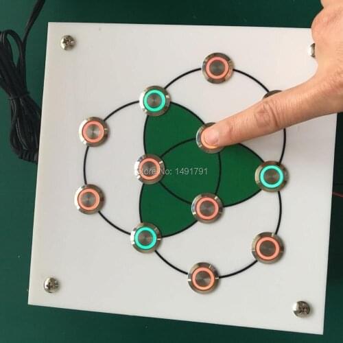 Takagism game prop live real life room escape props three rings metal button edition press button to open lock