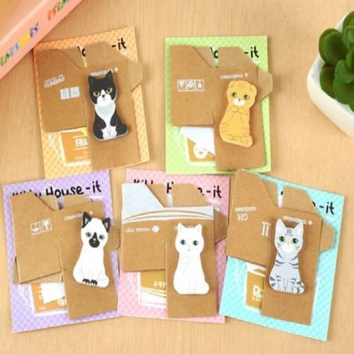 Kawaii Korean Stationery Kitty House Design Animal Sticky Memo Cat Pad Paper Cute Memo Pad Notes