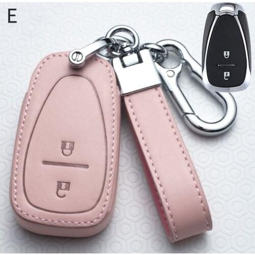 Leather Car Remote Key Cover Case for Chevrolet Chevy Camaro Cruze spark Malibu Volt Bolt Trax 2016 2017 2018 Protect Ring