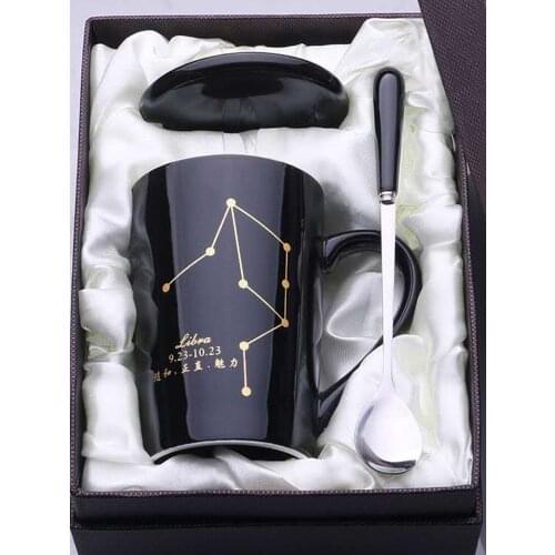 Creative Breakfast Cup Ceramic Mug with Cover Spoon Personality Trend Drinking Cup Household Coffee Cup Mens and Womens Tea