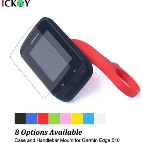 31.8mm Red Handlebar Bracket Mount Holder + Rubber Protect Case +LCD Screen Film Protector for Garmin Edge 510