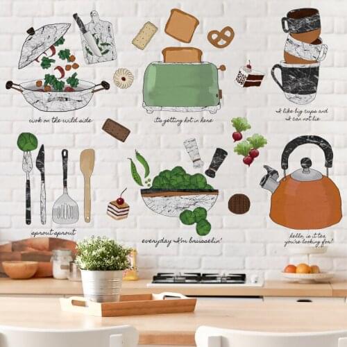 Kitchen Fridge Decoration Wall Stickers DIY Creative Waterproof Adhesive Poster