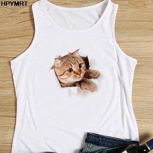 Summer Casual Women Sexy Tank Tops Kawaii Cat Streetwear 90s Cute Graphic Tee Aesthetic Harajuku Female Fashion Animal Clothes