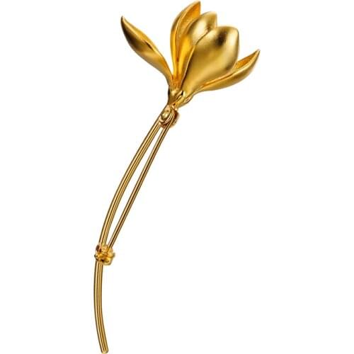 Lotus Fun Real 925 Sterling Silver Handmade Designer Fine Jewelry Elegant Magnolia Flower Brooches for Women Bijoux