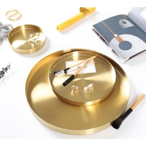 Stainless Steel Metal Round Tray High-quality Tea Food Fruit Jewelry Display Tray Ring Necklace Luxury Home Storage Supplies