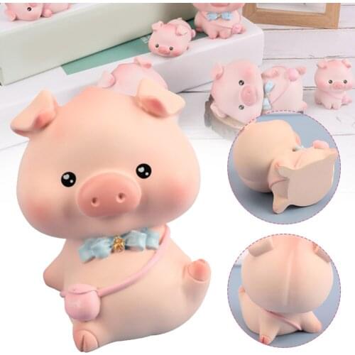 Cute Resin Pink Pig Ornament Mini Miniature Figurine DIY Fairy Garden Doll Home Decor Landscape Kawaii Accessories Resin Crafts