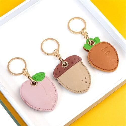 Cute Leather Key Ring Personality Access Control Card Cover Case Key Chain Access Card Bag Pendant Cartoon Keychains Car Pendant