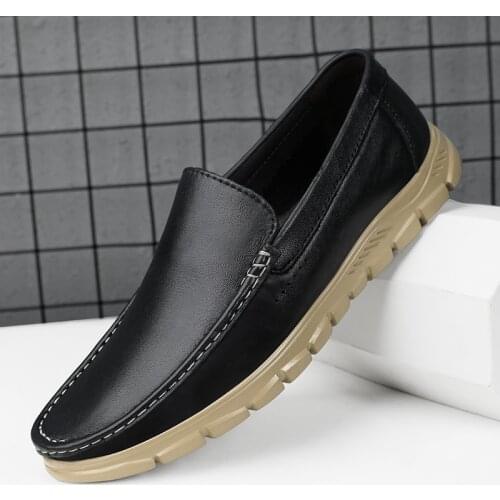 Men Designer Leather Casual Shoes Slip on Man Walking Flat Driving Shoes Quality Soft Male Loafers Moccasins Driving Shoe