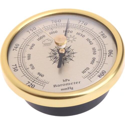 72mm Wall Hanging Barometer 1070hPa Gold Color Round Dial Air Weather Station Tester Tools
