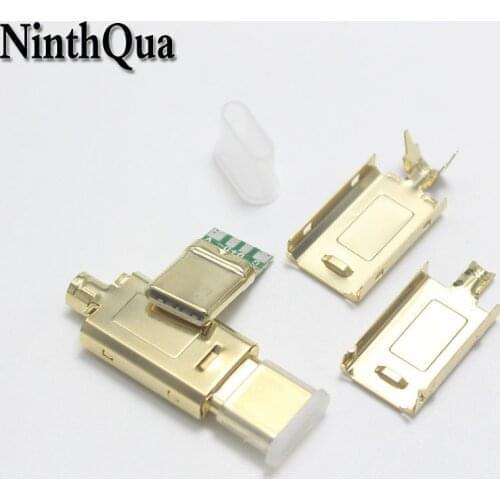 NinthQua 1sets OTG USB 3.1 Type-C 4Pin Gold-plated Plug for DIY Double-sided plug Phone Data Charging Line for OD 3.0mm2 Cable