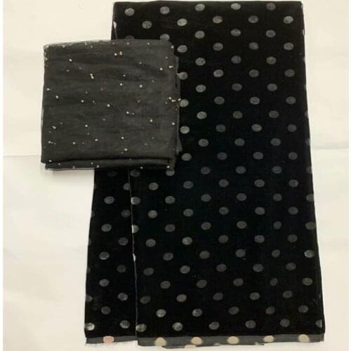 Latest african velvet lace fabric 2020 high quality 7 Yards with embroidered velvet silk fabric for sewing material. L882215