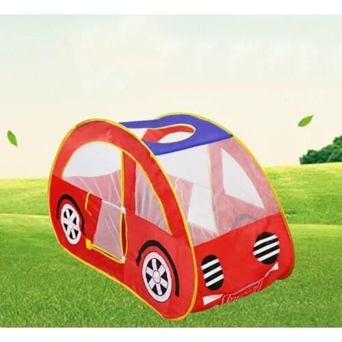 130cm/51inch Kids Play Tent with Window Pop-up Room Tent Boys Party Favor Indoor Playset Cartoon Cart Tent UV Protection D5QA