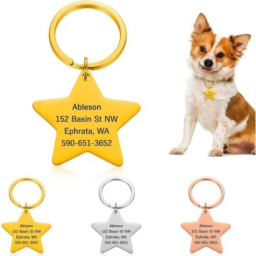 Personalized Collars Dog Cat Pet Tags Engraved Cat Puppy Pet ID Name Collar Tag Pendant Stainless Steel Pet Accessories